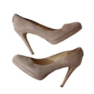 Michael Kors Tan Suede Pumps Antionette Platform Stiletto Heels Women's 8 M